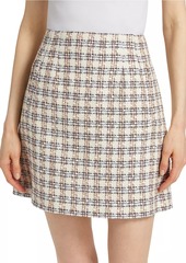 Veronica Beard Roman Check Tweed Miniskirt