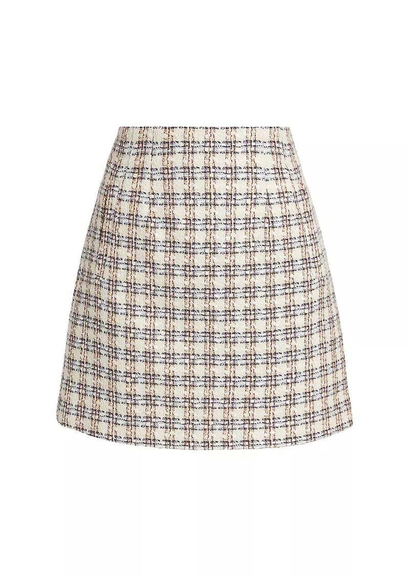 Veronica Beard Roman Check Tweed Miniskirt