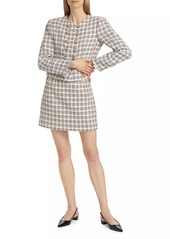 Veronica Beard Roman Check Tweed Miniskirt