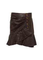 Veronica Beard Saba ruched leather miniskirt