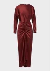 Veronica Beard Sabri Silk Long-Sleeve Ruched Maxi Dress