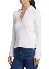 Veronica Beard Scottie Stretch Cotton Long-Sleeve Shirt