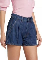 Veronica Beard Simpson Pleated Denim Shorts