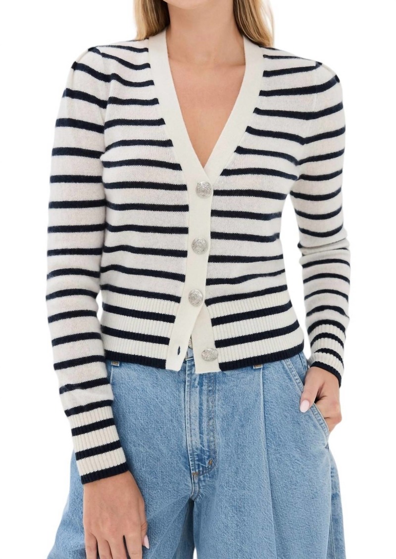 Veronica Beard Solene Cashmere Cardigan In Ivory/navy