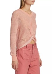 Veronica Beard Soren Linen-Blend Pointelle Sweater