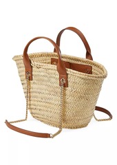 Veronica Beard Straw Crest Patch Basket Bag