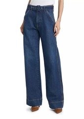 Veronica Beard Taylor Belted Wide-Leg Jeans