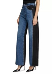 Veronica Beard Taylor Colorblocked High-Rise Wide Flare Jeans