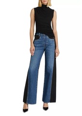 Veronica Beard Taylor Colorblocked High-Rise Wide Flare Jeans