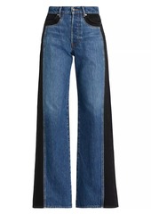 Veronica Beard Taylor Colorblocked High-Rise Wide Flare Jeans