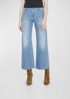 Veronica Beard Taylor Cropped High Rise Wide-Leg Jeans