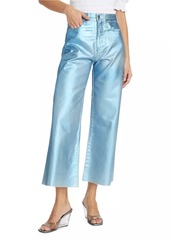 Veronica Beard Taylor Cropped Wide-Leg Metallic Jeans