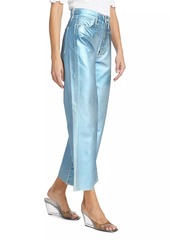 Veronica Beard Taylor Cropped Wide-Leg Metallic Jeans