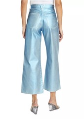 Veronica Beard Taylor Cropped Wide-Leg Metallic Jeans