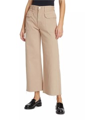 Veronica Beard Taylor High-Rise Front-Pocket Cropped Wide-Leg Jeans