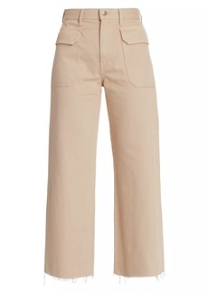 Veronica Beard Taylor High-Rise Front-Pocket Cropped Wide-Leg Jeans