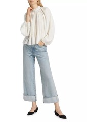 Veronica Beard Taylor Wide-Leg Cuffed Jeans