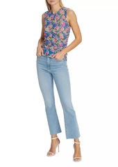 Veronica Beard Tazmin Ruched Floral Mesh Top