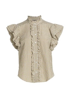 Veronica Beard Tenille Gingham Cotton-Blend Button-Front Shirt