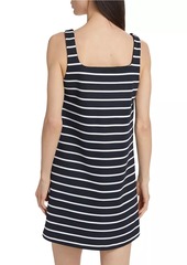 Veronica Beard Tibbie Stripe Jersey Button-Up Minidress