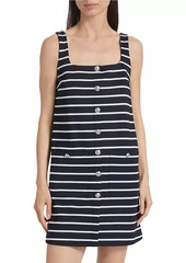 Veronica Beard Tibbie Stripe Jersey Button-Up Minidress