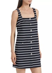 Veronica Beard Tibbie Stripe Jersey Button-Up Minidress