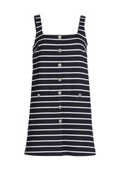 Veronica Beard Tibbie Stripe Jersey Button-Up Minidress