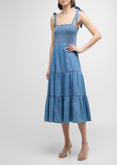 Veronica Beard Tola Tiered Denim Midi Dress