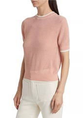 Veronica Beard Tula Linen-Blend Short-Sleeve Sweater