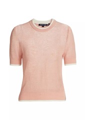 Veronica Beard Tula Linen-Blend Short-Sleeve Sweater