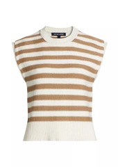 Veronica Beard Vera Striped Cotton Cap-Sleeve Sweater