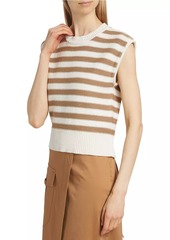 Veronica Beard Vera Striped Cotton Cap-Sleeve Sweater