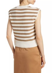 Veronica Beard Vera Striped Cotton Cap-Sleeve Sweater