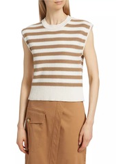 Veronica Beard Vera Striped Cotton Cap-Sleeve Sweater