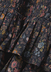 Veronica Beard - Farha shirred floral-print cotton-voile mini dress - Black - US 2