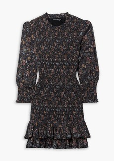Veronica Beard - Farha shirred floral-print cotton-voile mini dress - Black - US 2