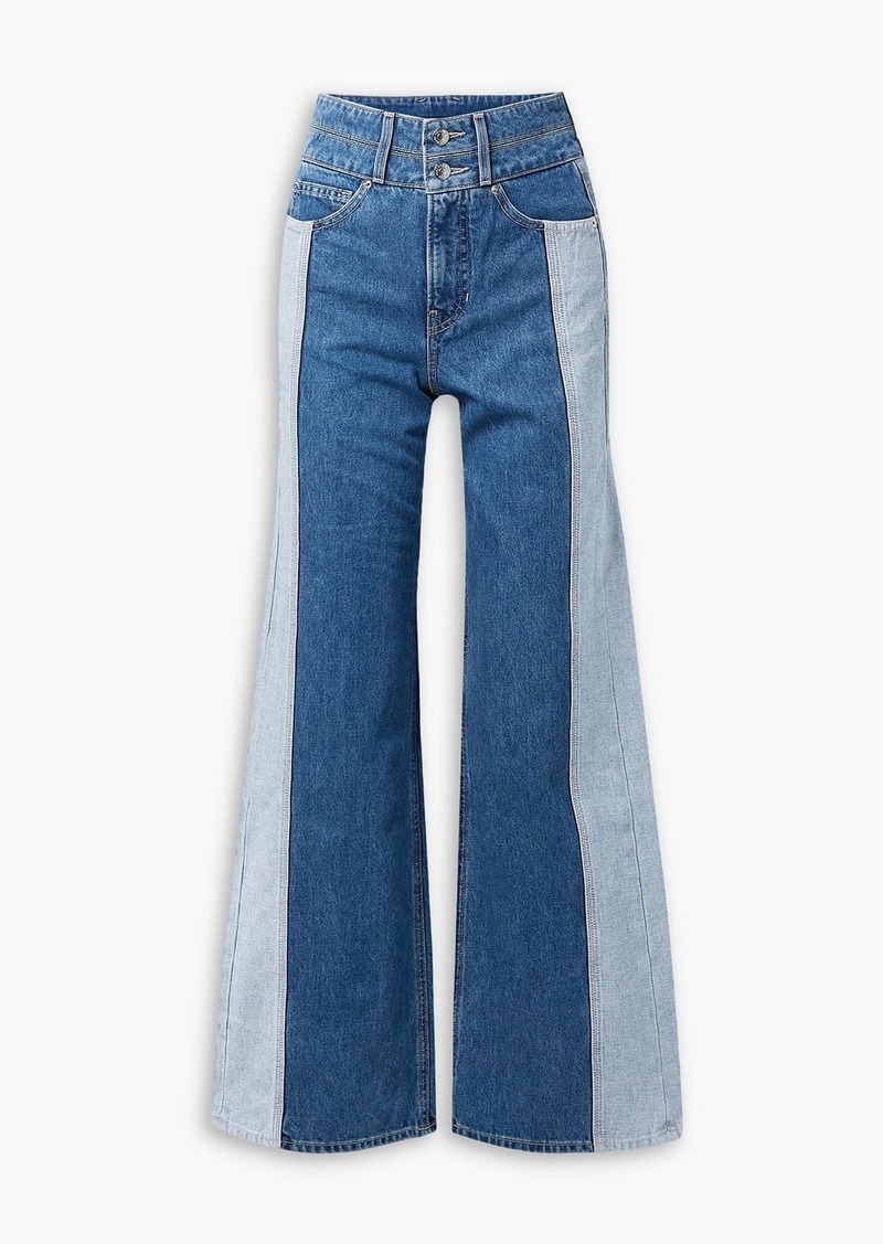 Veronica Beard - Taylor two-tone high-rise wide-leg jeans - Blue - 23