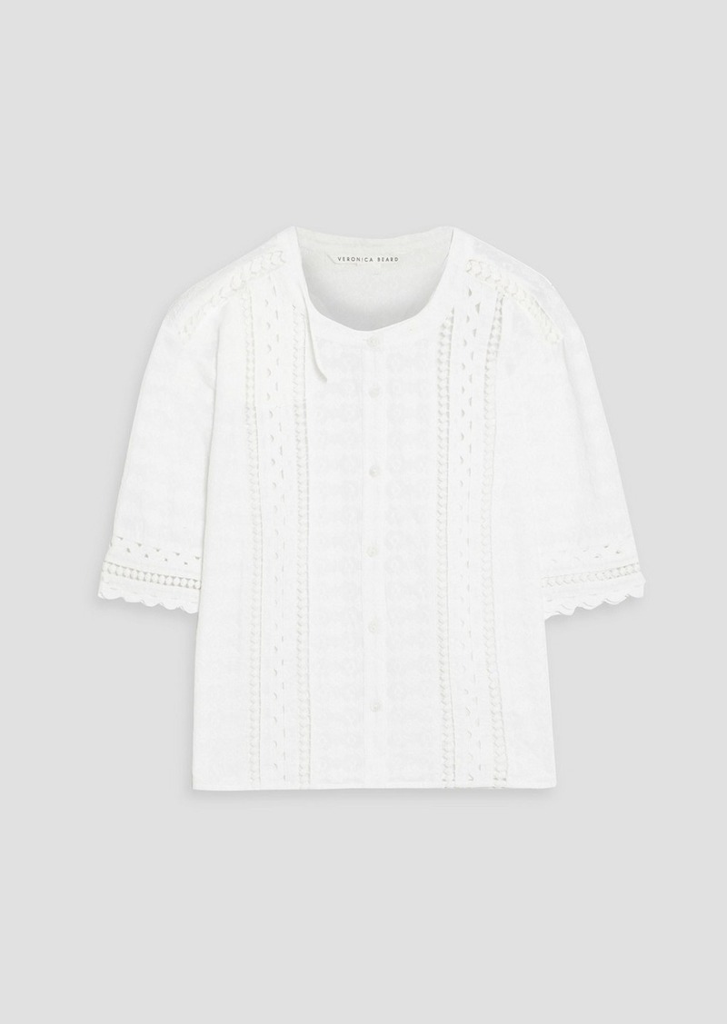 Veronica Beard - Abita embroidered cotton top - White - XL