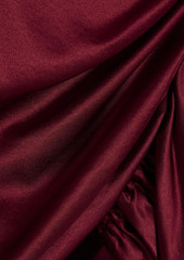 Veronica Beard - Agatha wrap-effect ruched stretch-silk satin mini dress - Burgundy - US 2