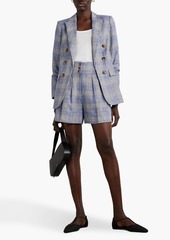 Veronica Beard - Alicia pleated checked linen shorts - Blue - US 8