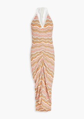 Veronica Beard - Armelle striped pointelle-knit halterneck midi dress - Multicolor - XS