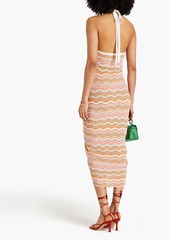 Veronica Beard - Armelle striped pointelle-knit halterneck midi dress - Multicolor - XS