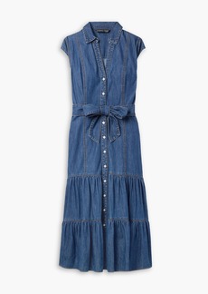 Veronica Beard - Arnetta tiered denim midi shirt dress - Blue - US 10