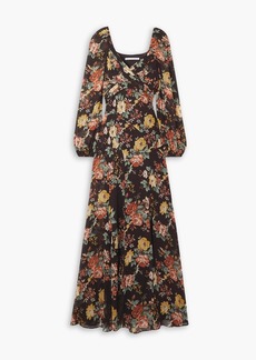 Veronica Beard - Avani wrap-effect floral-print silk-chiffon maxi dress - Brown - US 0