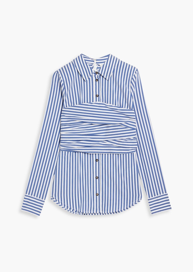 Veronica Beard - Baylor pleated striped cotton-blend poplin shirt - Blue - US 2