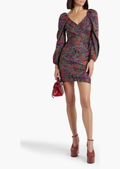 Veronica Beard - Bellino printed silk-blend jacquard mini dress - Burgundy - US 0