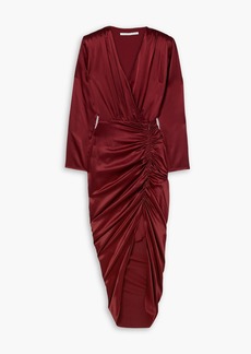 Veronica Beard - Cameri ruched silk-blend charmeuse midi dress - Burgundy - US 0