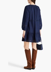Veronica Beard - Daeja embroidered cotton mini dress - Blue - XL