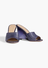 Veronica Beard - Dali faux raffia wedge mules - Blue - US 10