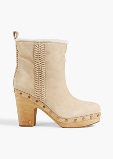Veronica Beard - Daxi studded shearling ankle boots - Neutral - US 5